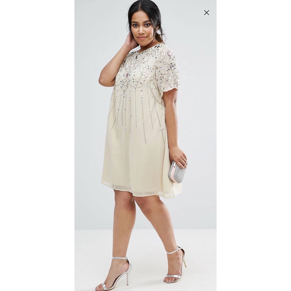 Midi cream jeweled dress!